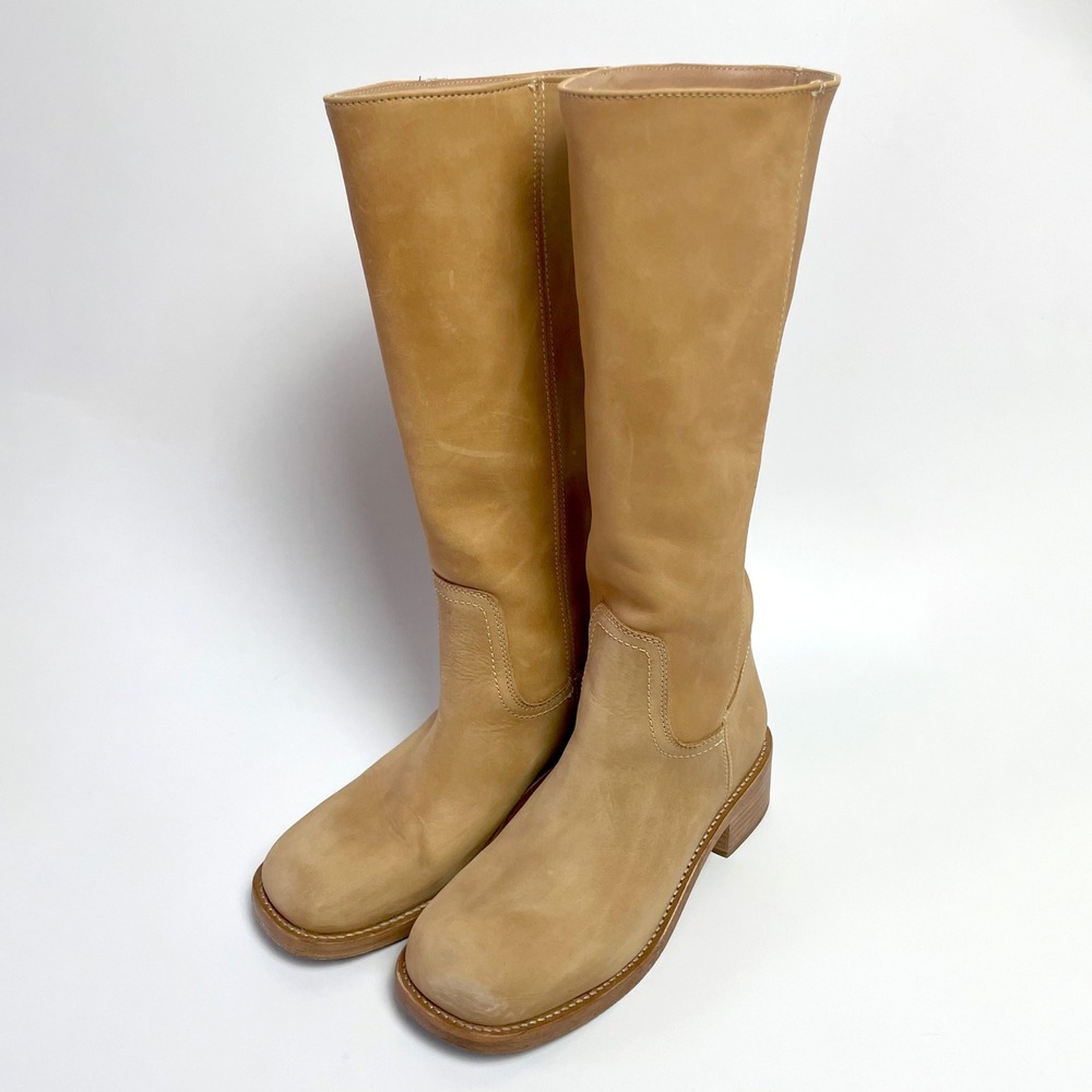 Steve Madden Riggs Knee High Riding Boots Banana Leather 8.5 Square Toe Campus